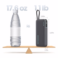 Cuktech CUKP200NGLDG 55W 20000mAh Portatīvais lādētājs ar iebūvētu USB-C kabeli - pelēks