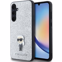 Karl Lagerfeld Fiksēts Mirdzošs Ikonik Logo Metal Pin viedtālruņa apvalks Samsung Galaxy A35 - sudraba
