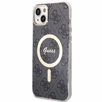 Komplekts Guess GUBPP14MH4EACSK apvalks + lādētājs iPhone 14 Plus 6.7" melns/melns cietais apvalks 4G Print Magnētiskais