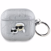 Karl Lagerfeld Monogramma Karl & Choupette galvas viedtālruņa apvalks AirPods 4 - sudraba