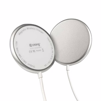 Crong MagSpot bezvadu lādētājs – Aluminum MagSafe 15W Inductive lādētājs (sudrabs balts)