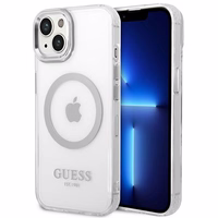 Guess GUHMP14MHTRMS iPhone 14 Plus 6.7" sudrabains/sudrabains cietais apvalks Metāla kontūra Magnētiskais