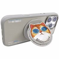 Nimmy Glasses Cool Cat MagSafe viedtālruņa apvalks iPhone 16 Pro - pelēks
