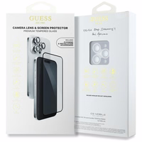 Guess BP Rhinestone 2in1 aizsargstikla un kameras objektīva komplekts iPhone 16 Pro Max - sudraba