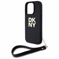 DKNY Wrist Strap Stock Logo viedtālruņa apvalks iPhone 16 Pro Max - melns