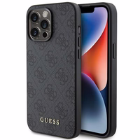 Guess 4G Metal Gold Logo viedtālruņa apvalks iPhone 15 Pro Max - pelēka