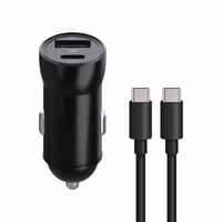 Maxlife MXCC-04 PD QC auto lādētājs 1x USB-C 1x USB 20W melns + USB-C - USB-C kabelis 60W