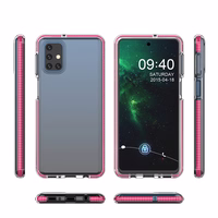 Spring Case caurspīdīgs TPU gēla aizsargapvalks ar krāsainu rāmi Samsung Galaxy M31s gaiši rozā