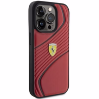 Ferrari Twist Metal Logo viedtālruņa apvalks iPhone 15 Pro - sarkans
