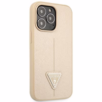Guess GUHCP14XPSATLE iPhone 14 Pro Max 6.7" bēšs cietais viedtālruņa apvalks Saffiano Triangle Logo