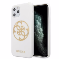Guess GUHCN65TPUWHGLG iPhone 11 Pro Max balts cietais apvalks Glitter 4G Circle Logo