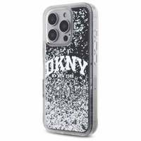 DKNY DKHCP16LLBNAEK iPhone 16 Pro 6.3" melns/melns cietais viedtālruņa apvalks Liquid Glitter Arch Logo