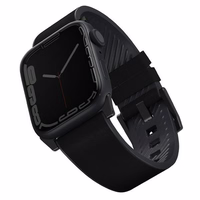 Uniq Straden ādas Hybrid siksniņa priekš Apple Watch 1/2/3/4/5/6/7/8/SE/SE2/Ultra 42/44/45/49mm - melns