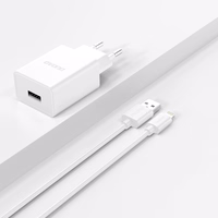Dudao A4EU USB-A 2.1A sienas lādētājs - balts + USB-A - Lightning kabelis
