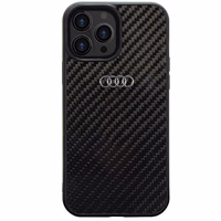 Audi Oglekļa šķiedras iPhone 14 Pro Max 6.7" melns/melns cietais apvalks AU-TPUPCIP14PM-R8/D2-BK