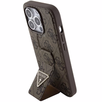 Guess viedtālruņa apvalks ar statīvu Grip Stand 4G Triangle Strass iPhone 15 Pro Max - brūns