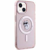 Karl Lagerfeld IML Choupette Magnētiskais viedtālruņa apvalks iPhone 15 - rozā