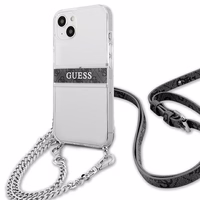 Guess GUHCP13SKC4GBSI iPhone 13 mini 5.4" Caurspīdīgs cietais apvalks 4G Pelēks Siksna Sudraba Ķēde