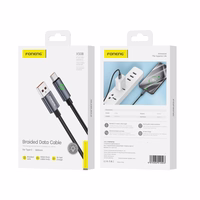 FONENG kabelis XS08 USB-C 3A 1.2M melns