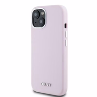 DKNY viedtālruņa apvalks iPhone 15 6,1" DKHMP15SSMCHLP rozā HC Magsafe silikons ar horizontālu metāla logotipu