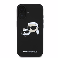 Karl Lagerfeld silikona Nauble Heads Print magnētiskais viedtālruņa apvalks iPhone 16 - melns
