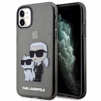 Karl Lagerfeld KLHCN61HNKCTGK iPhone 11 / Xr 6.1" melns/melns cietais apvalks Gliter Karl&Choupette