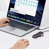 USAMS Adapter HUB 2xUSB + USB-C + HDMI + Micro SD+SD melns SJ575HUB01 (US-SJ575)