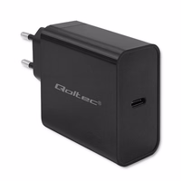 Qoltec 52379 Super Quick PD Charger | 1xUSB-C | 65W | 5-20V | 3-3.25A | melns