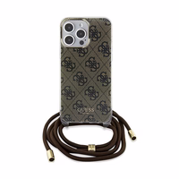 Guess Crossbody Cord 4G Print viedtālruņa apvalks iPhone 15 Pro – brūns