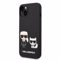 Karl Lagerfeld KLHMP14MSSKCK iPhone 14 Plus 6.7 "cietais viedtālruņa apvalks melns / melns šķidrais silikona Karl & Choupette MagSafe