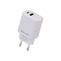 Beline Tīkla lādētājs 1x USB-C + 1x USB 20W balta (tikai galviņa) PD 3.0 + QC 3.0 BLN2CW20