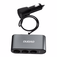 Dudao automašīnas lādētājs 2x USB / 3x cigarešu ligzdas sadalītājs - melns (R1Pro black)