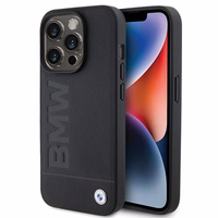 BMW Ādas Hot Stamp viedtālruņa apvalks iPhone 15 Pro Max - melns