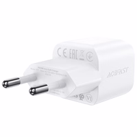 Acefast A77 Mini PD 30W GaN sienas lādētājs + USB-C kabelis - balts