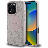 Guess 4G Circle Classic Logo MagSafe iPhone 16 Pro apvalks - rozā
