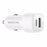 Borofone Auto lādētājs BZ34B Cloud - USB + C tipa - QC 3.0 PD 38W balts