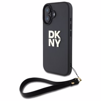 DKNY Wrist Strap Stock Logo viedtālruņa apvalks iPhone 16 - melns