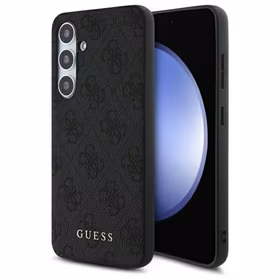Guess GUHCS24FEG4GFGR S24 FE S721 pelēks/pelēks cietais apvalks 4G Metāla Zelta Logotips