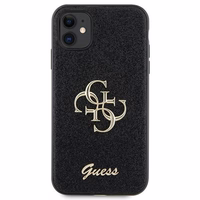Guess GUHCN61HG4SGK apvalks iPhone 11 / Xr - melns mirdzošs uzraksts Liels 4G