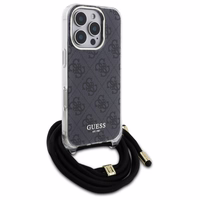 Guess Crossbody Cord 4G Print viedtālruņa apvalks iPhone 16 Pro Max - melns