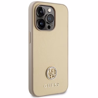 Guess GUHCP15LPS4DGPD iPhone 15 Pro 6.1" zelta/zelta cietais apvalks Strass Metāla Logotips
