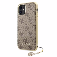 Guess GUHCN61GF4GBR iPhone 11 6.1" / Xr brūns/brūns cietais apvalks 4G Charms Collection