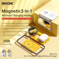 WEKOME WP-U172 - 3-in-1 bezvadu lādētājs with MagSafe iPhone, Apple Watch, and AirPods + Mirror (dzeltens)
