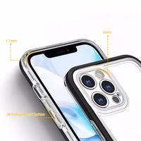  Skaidrs 3in1 vāciņš iPhone 12 Pro Max ar melno rāmi želejas pārklājums