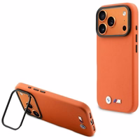 BMW maciņš for IPHONE 17 Pro saderīgs ar MagSafe BMHMP17L25PFWKCKO (PU W/ Metal Logo) oranžs