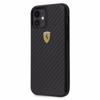 Ferrari FERCAHCP12SBK iPhone 12 mini 5.4" melns/melns cietais apvalks On Track Real Carbon
