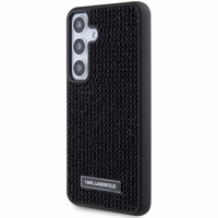 Karl Lagerfeld viedtālruņa apvalks ar metāla logotipu un rhinestone Samsung Galaxy S24 - melns