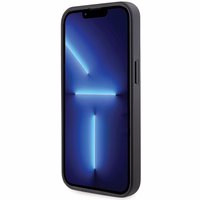 Guess GUHCP13LP4TDSCPK apvalks iPhone 13 Pro / 13 - melns krustenisks 4G metāla logotips