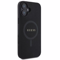 Viedtālruņa apvalks Guess Saffiano Klasiskais Logotips MagSafe iPhone 16 Plus - melns