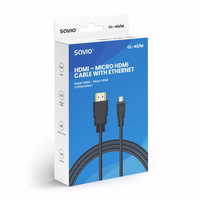 Savio CL-40/M HDMI (M) - micro HDMI (M) cable with Ethernet, 2m, melns